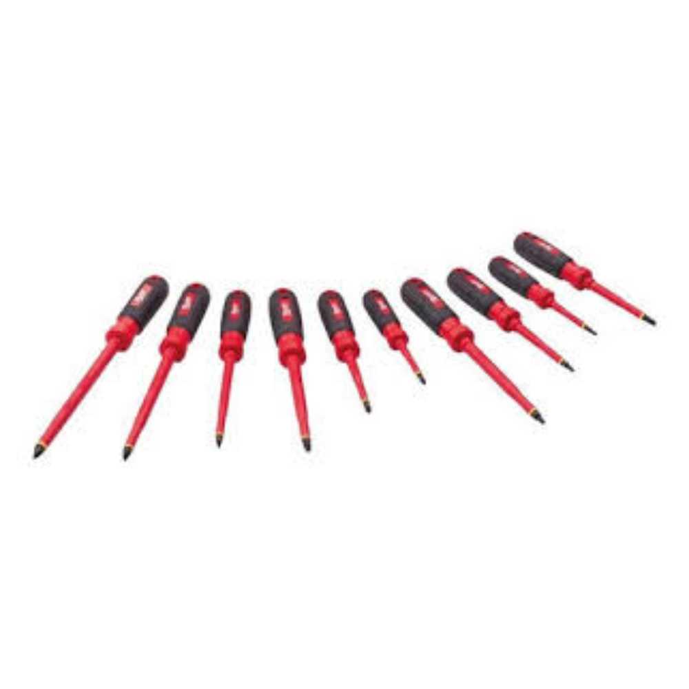 KIT DE DESTORNILLADORES AISLADOS 1000V CON ESTUCHE DE GOMA EVA **10 PIEZAS** MILWAUKEE