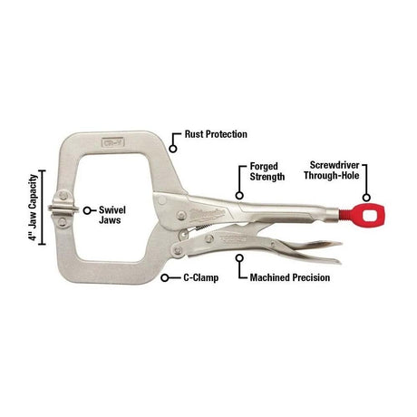 PINZAS DE PRESION EN "C" CON TENAZA GIRATORIA TORQUE LOCK 11" MILWAUKEE