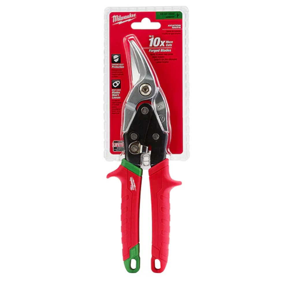 TIJERAS DE CORTE TIPO AVIADOR CORTE DERECHA ACERO MILWAUKEE