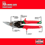 TIJERAS DE CORTE TIPO AVIADOR CORTE DERECHA ACERO MILWAUKEE