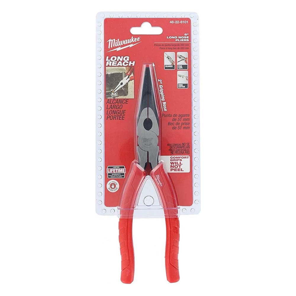 PINZAS DE PUNTA LARGA 8" MANGO MOLDEADO MILWAUKEE
