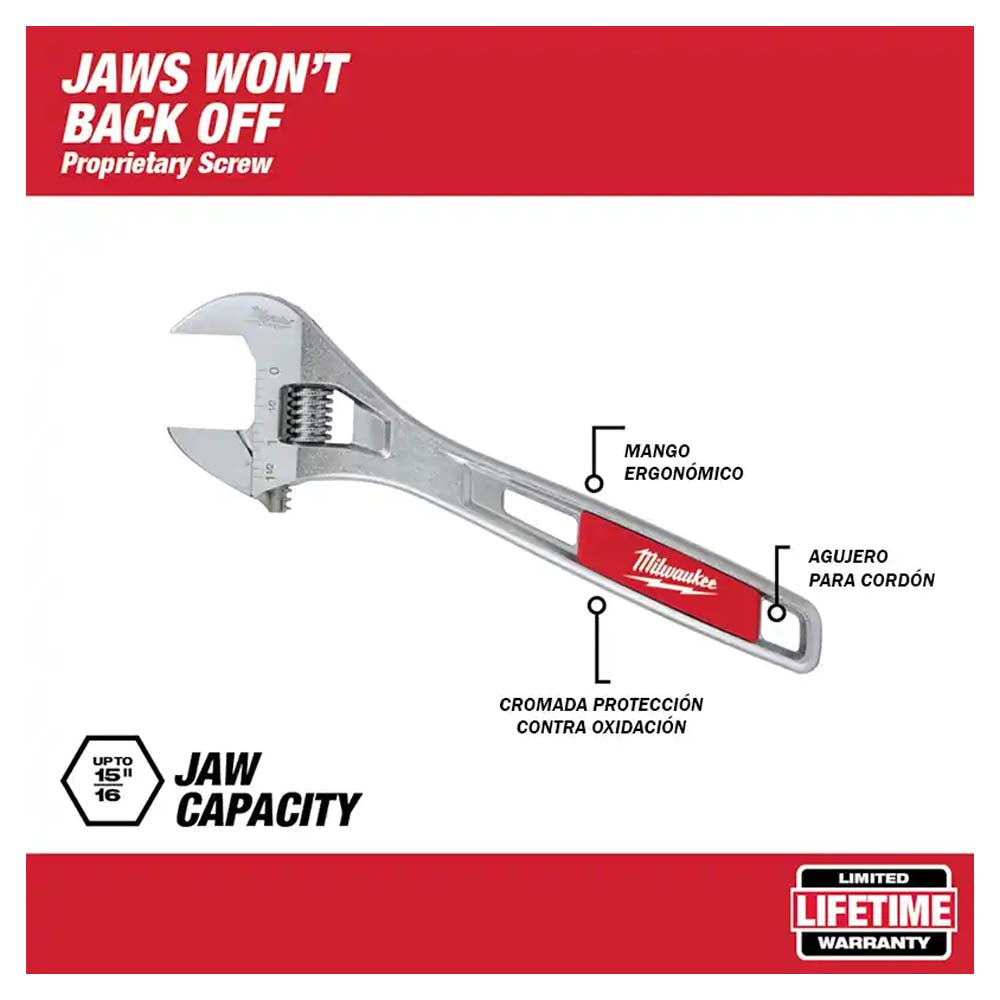 LLAVE PERICO-AJUSTABLE-INGLESA 6 MILWAUKEE