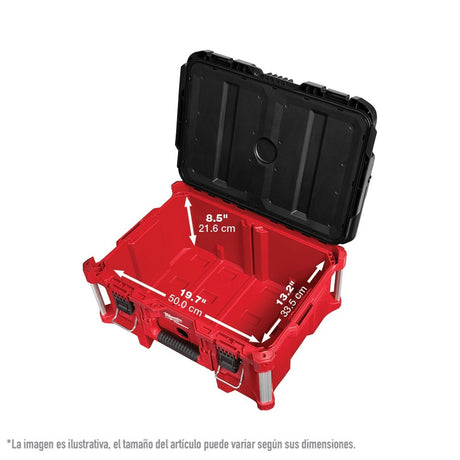 CAJA DE ALMACENAMIENTO PARA HERRAMIENTA PACKOUT GRANDE CON BANDEJA ORGANIZADORA 28.2 X 41.1 X 56.1 CM MILWAUKEE