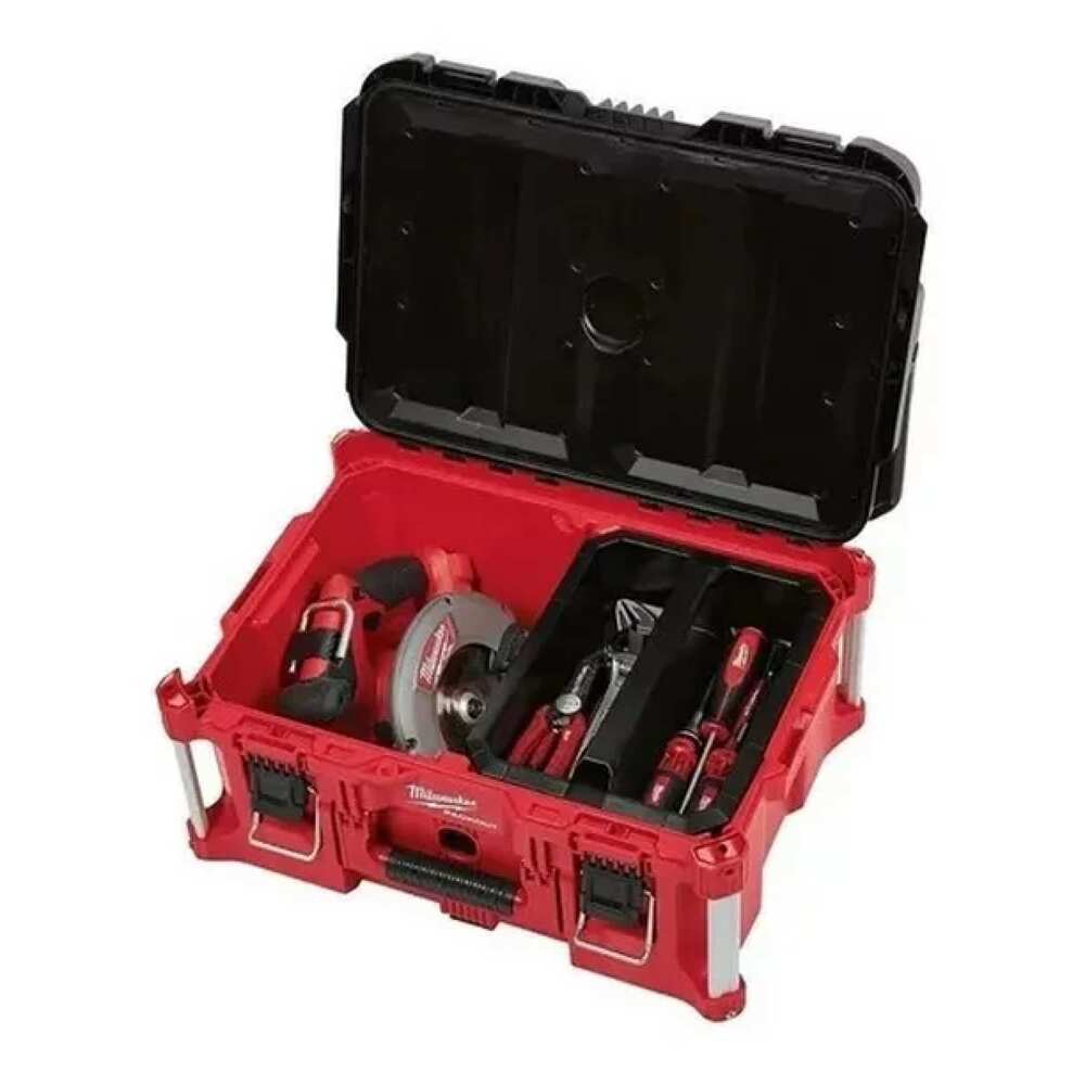 CAJA DE ALMACENAMIENTO PARA HERRAMIENTA PACKOUT GRANDE CON BANDEJA ORGANIZADORA 28.2 X 41.1 X 56.1 CM MILWAUKEE