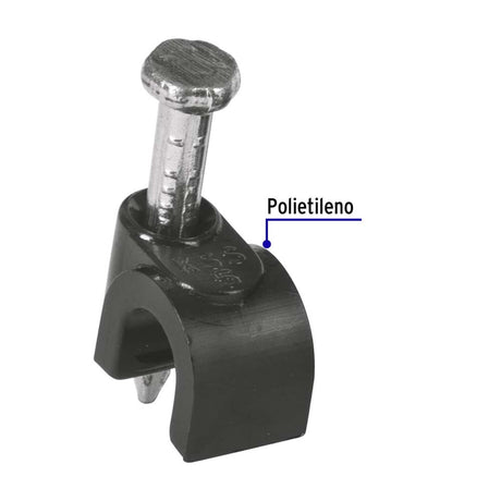 GRAPA PARA CABLE REDONDO  5MM NEGRA BOLSA CON 20 PZ GCU-5N