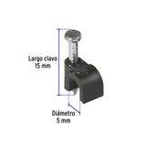 GRAPA PARA CABLE REDONDO  5MM NEGRA BOLSA CON 20 PZ GCU-5N