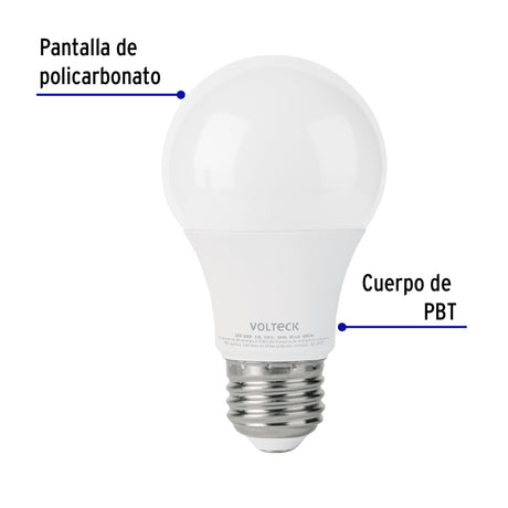 LAMPARA LED ATENUABLE 9W/127V. TIPO BULBO 6500K LUZ CALIDA LED-60DF 48297 TRUPER