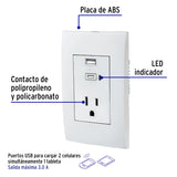 PLACA CON 2 PUERTOS USB Y CONTACTO 2 POLOS + TIERRA TRUPER *** OFRECER TR7765W-BOX O TR7741W-BOX ***