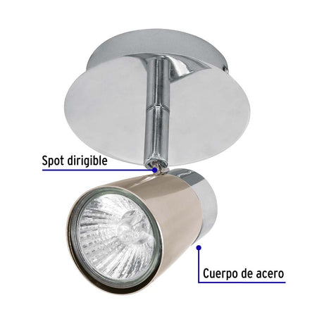 LUMINARIO SOBREPONER 1 SPOT 50W/120V. SOB-301S 48432 TRUPER