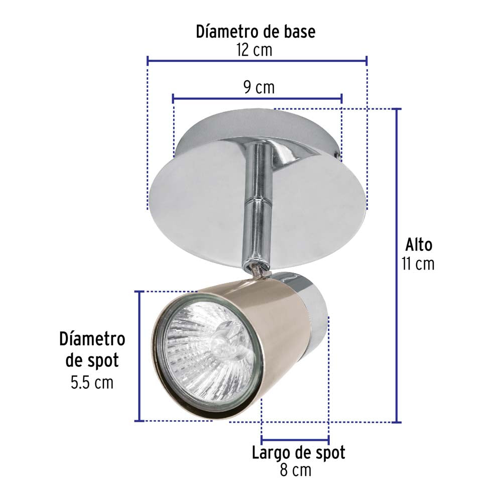 LUMINARIO SOBREPONER 1 SPOT 50W/120V. SOB-301S 48432 TRUPER
