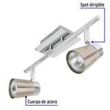 LUMINARIO SOBREPONER 2 SPOTS 100W/120V. SOB-302S 48433 TRUPER