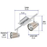 LUMINARIO SOBREPONER 2 SPOTS 100W/120V. SOB-302S 48433 TRUPER