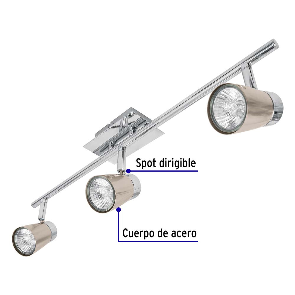 LUMINARIO SOBREPONER 3 SPOTS 150W/120V. SOB-303S 48434 TRUPER
