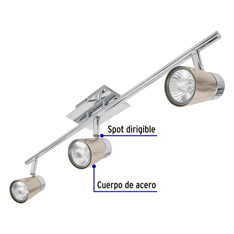 LUMINARIO SOBREPONER 3 SPOTS 150W/120V. SOB-303S 48434 TRUPER