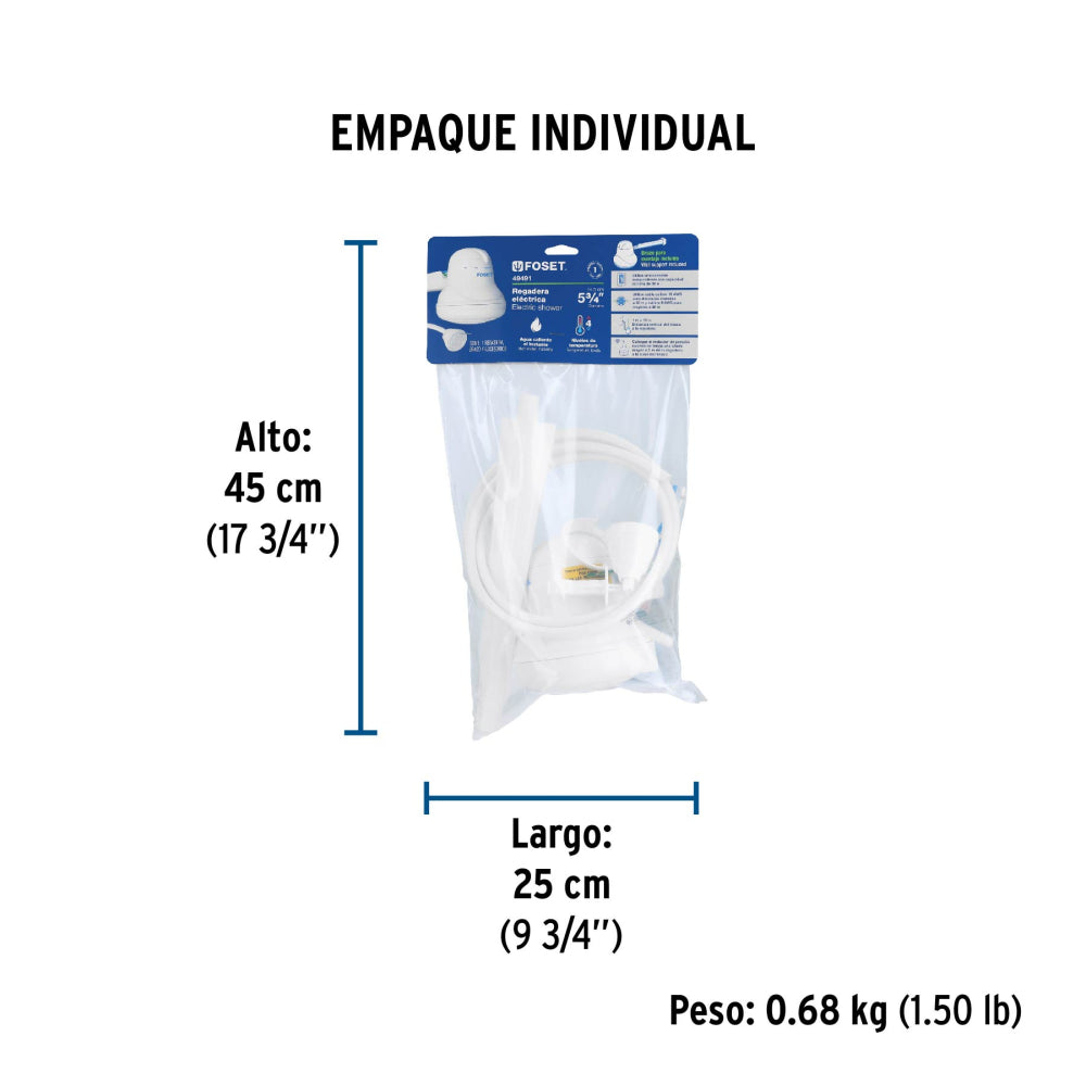 Regadera electrica de 4 temperaturas color blanco 49491 Truper Foset ...