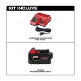 KIT BASICO CARGADOR DE BATERIA M18 REDLITHIUM XC5.0 DE IONES DE LITIO MULTIPLE M12 Y M18 INCLUYE 1 BATERIA 18 VOLTS REDLITHIUM ION CAPACIDAD EXTENDIDA 5AMP M18 MILWAUKEE