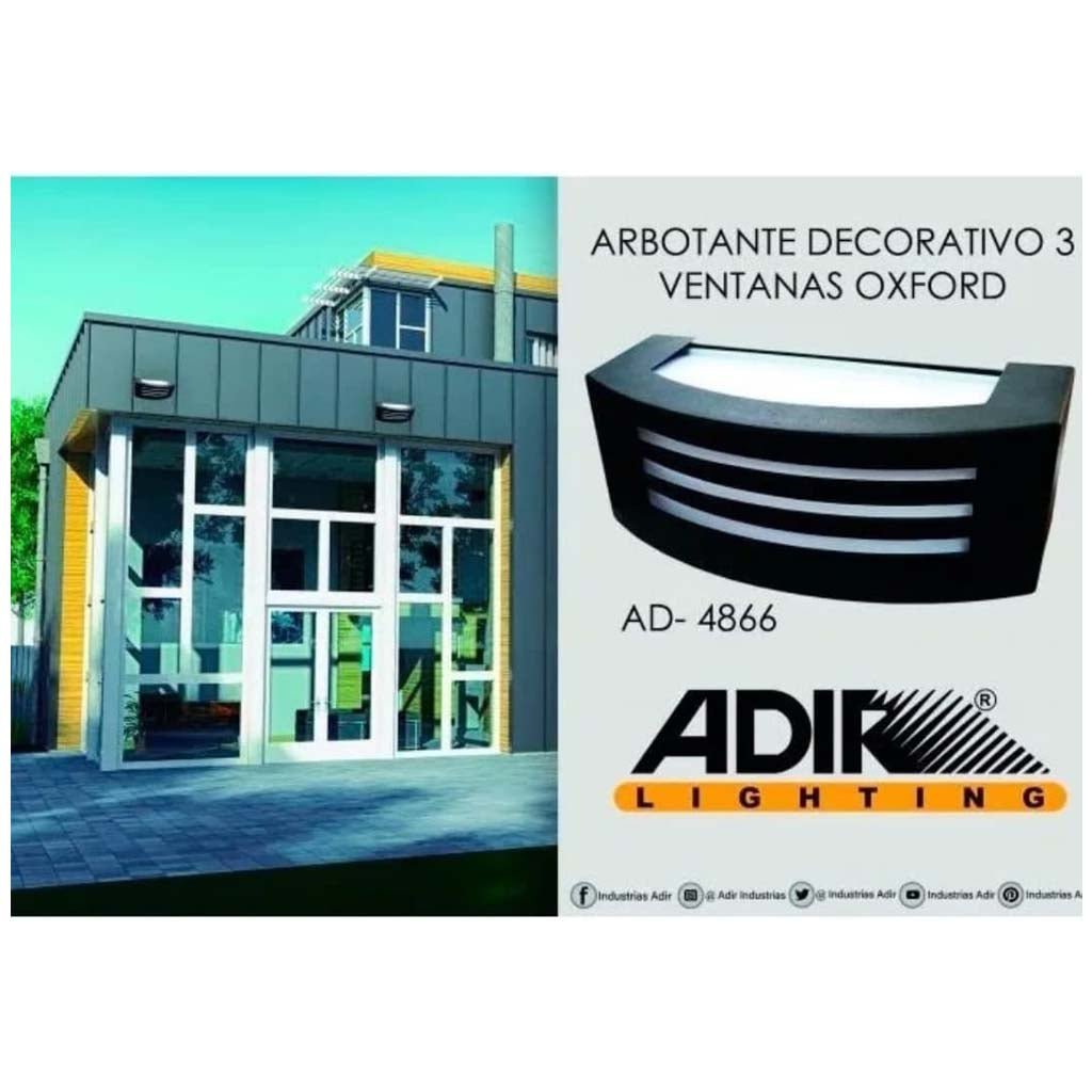 ARBOTANTE 1 LUZ 3 VENTANAS 60W. NEGRO OXFORD ***ADIR***