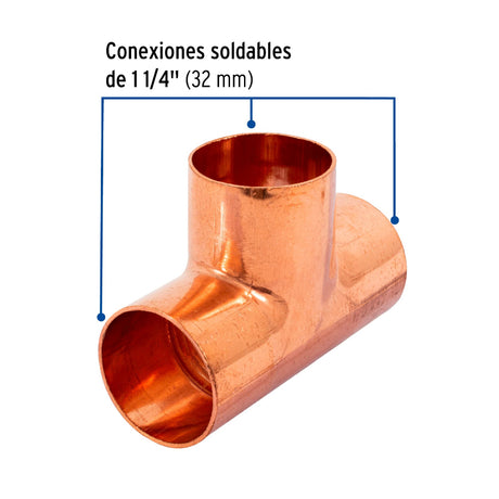 TEE SIMPLE DE COBRE 1 1/4 FOSET