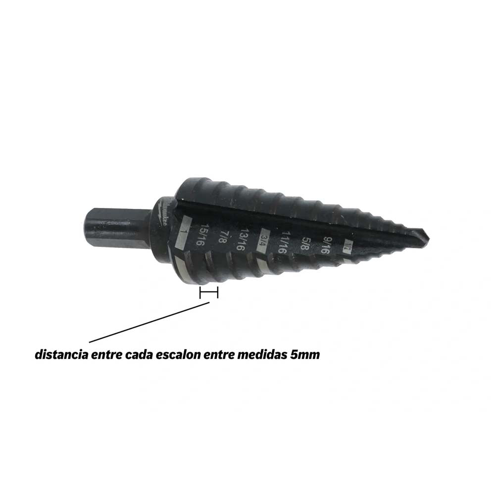 BROCA ESCALONADA PARA METAL 1/2 - 1X1/16 #8 MILWAUKEE