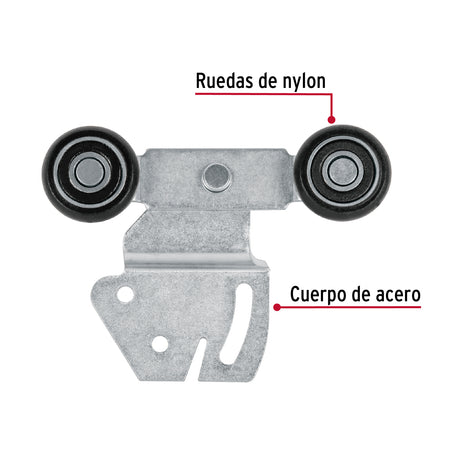 SISTEMA CORREDIZO DOBLE PARA RIEL SUPERIORDE CLOSET HERMEX