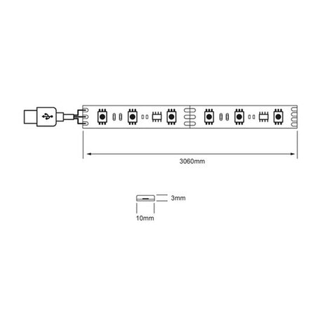 TIRA INT LED P/TV C/CONTROLADOR 48W 12VCD IP20 NEGRO