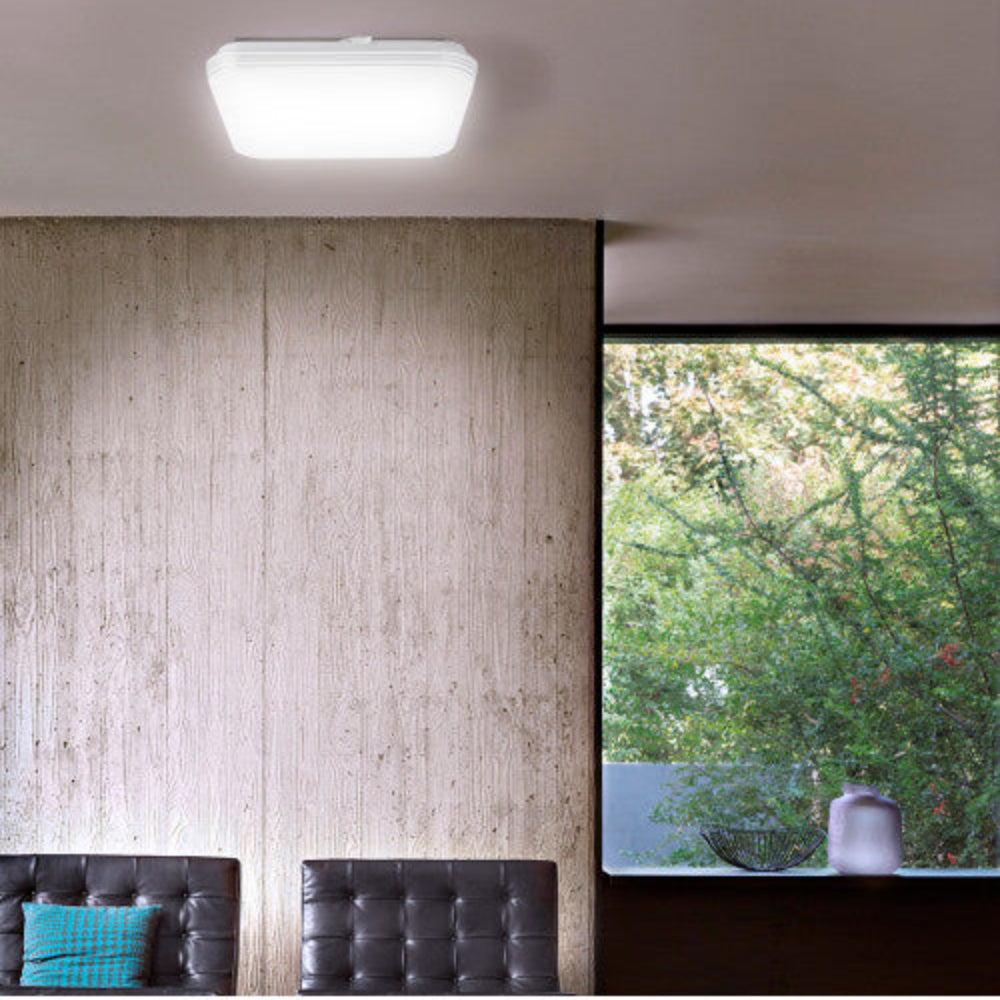 LUMINARIO SOBREPONER TECHO INT. LED 48W/100-240V. 2700-6500K PLAST. BCO. ACAMAR *** EXHIBIDO ***