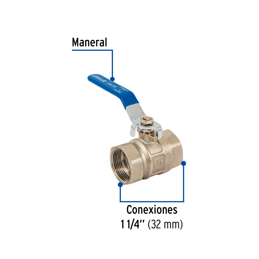 VALVULA DE ESFERA DE LATON ROSCABLE 1-1/4"