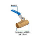 VALVULA ESFERA LATON SOLDABLE 3/4" FOSET