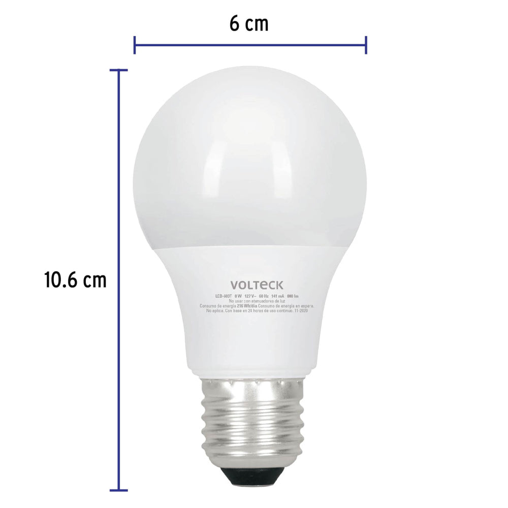 LAMPARA LED 8W. TIPO BULBO 3 TONOS DE LUZ LED-603T 49036 TRUPER