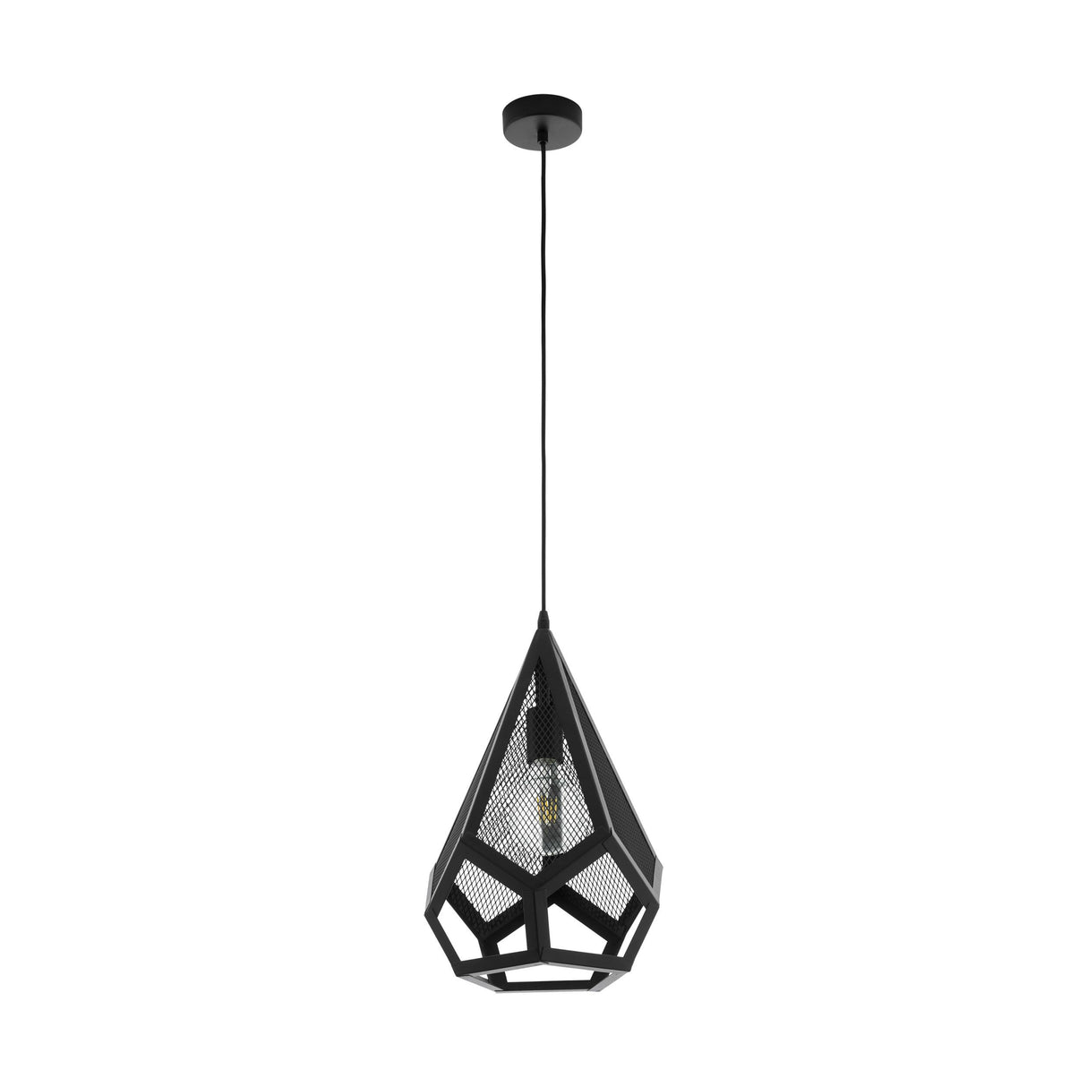 LUMINARIO COLGANTE BROMWICH ACERO NEGRO 1X60W E26 S/ FOCO MCA EGLO *** HA. LUMI ***