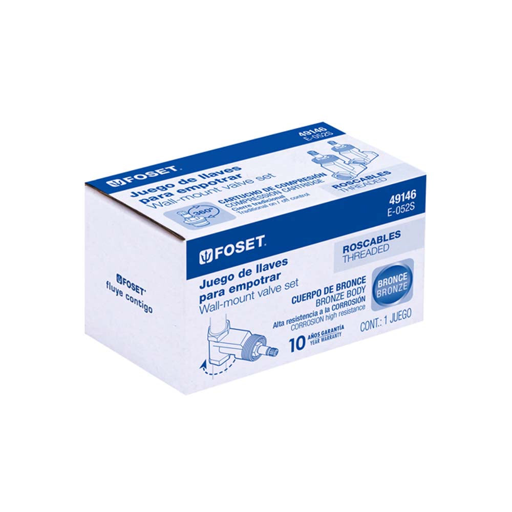 JUEGO 2 LLAVES EMPOTRAR CARTUCHO COMPRESION SIN MANERALES MCA TRUPER FOSET