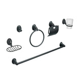 JUEGO DE 6 ACCESORIOS PARA BAÑO NEGRO MATE CHAPETÓN OVALADO FOSET AQUA