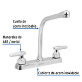 MEZCLADORA 8" P/FREGADERO CUELLO COBRA MANERALES CONO