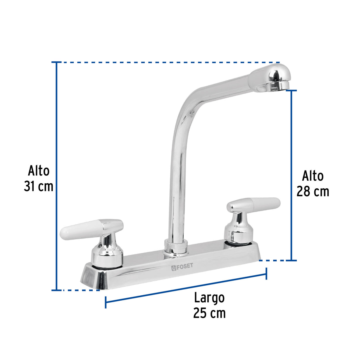MEZCLADORA 8" P/FREGADERO CUELLO COBRA MANERALES CONO