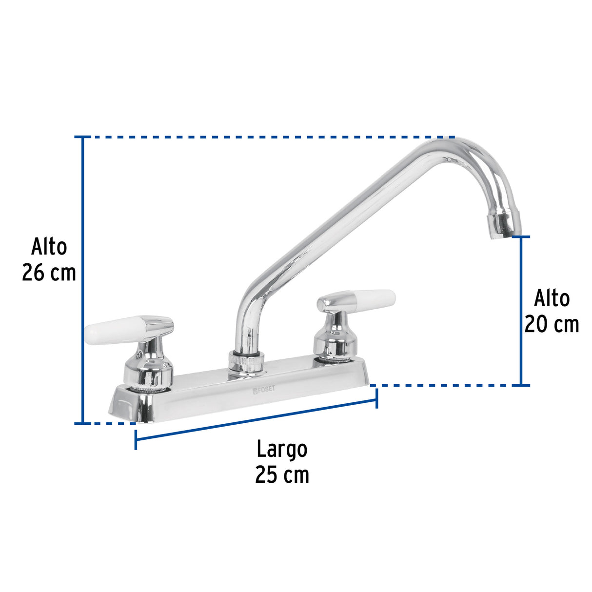 MEZCLADORA 8" P/FREGADERO CUELLO LARGO MANERALES CONO
