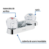 MEZCLADORA 4" PARA LAVABO NARIZ LARGA MANERALES ACRILICO