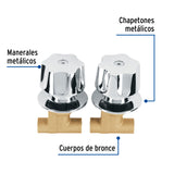 JUEGO 2 LLAVES EMPOTRAR REGADERA SOLDABLES CUBO BASIC MCA TRUPER FOSET