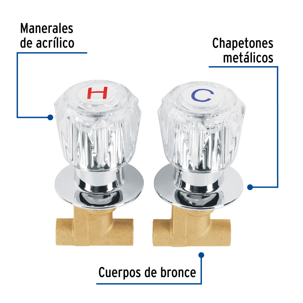 JUEGO 2 LLAVES EMPOTRAR REGADERA SOLDABLES ACRLICO BASIC