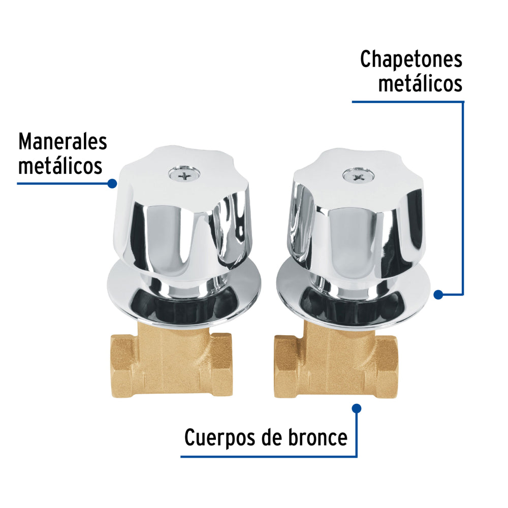 JUEGO 2 LLAVES EMPOTAR REGADERA ROSCABLE CUBO BASIC 49251 FOSET