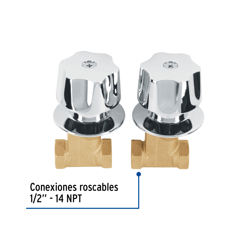 JUEGO 2 LLAVES EMPOTAR REGADERA ROSCABLE CUBO BASIC 49251 FOSET