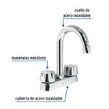 MEZCLADORA PARA LAVABO, MANERALES HEXAGONAL,CUELLO BAR,BASIC FOSET