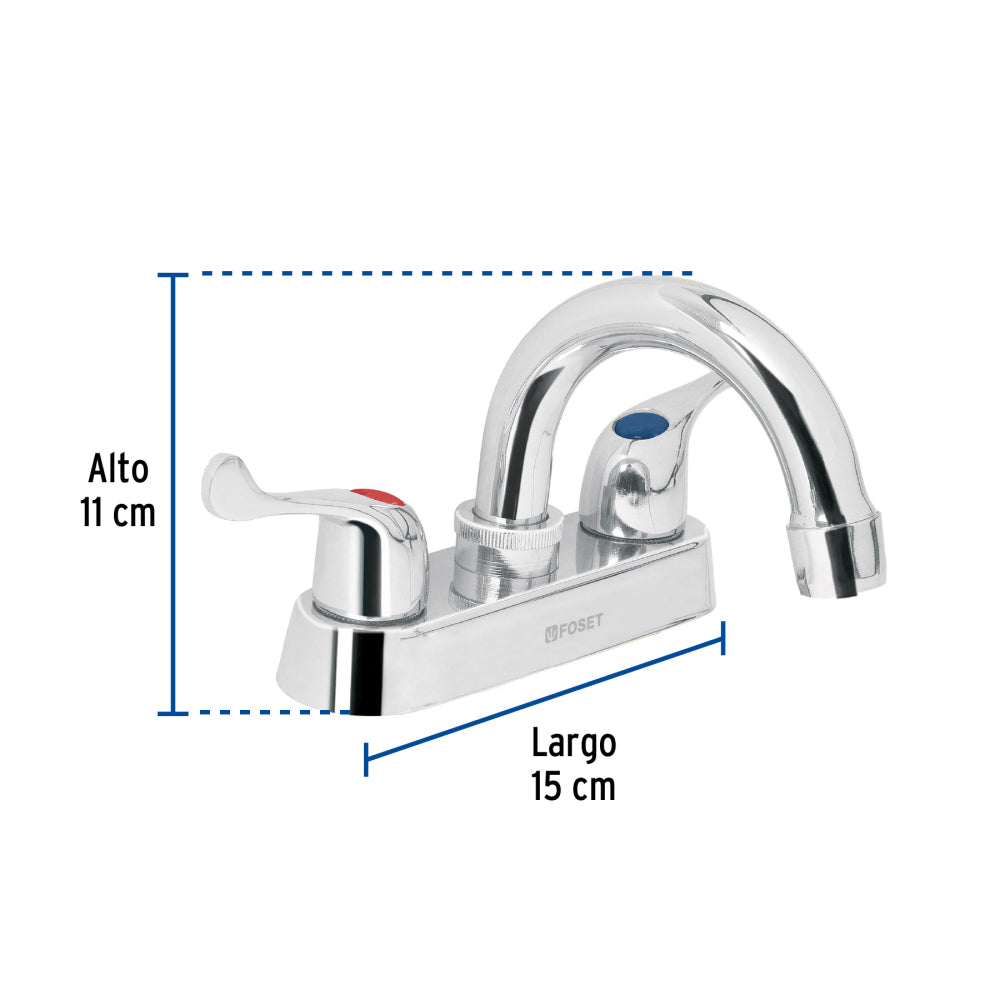 MEZCLADORA PARA LAVABO MANERALES PALANCA CUELLO CURVO BASIC MCA TRUPER FOSET