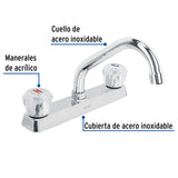 MEZCLADORA 8" P/FREGADERO CUELLO CORTO MANERALES ACRILICO