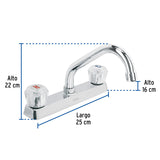 MEZCLADORA 8" P/FREGADERO CUELLO CORTO MANERALES ACRILICO