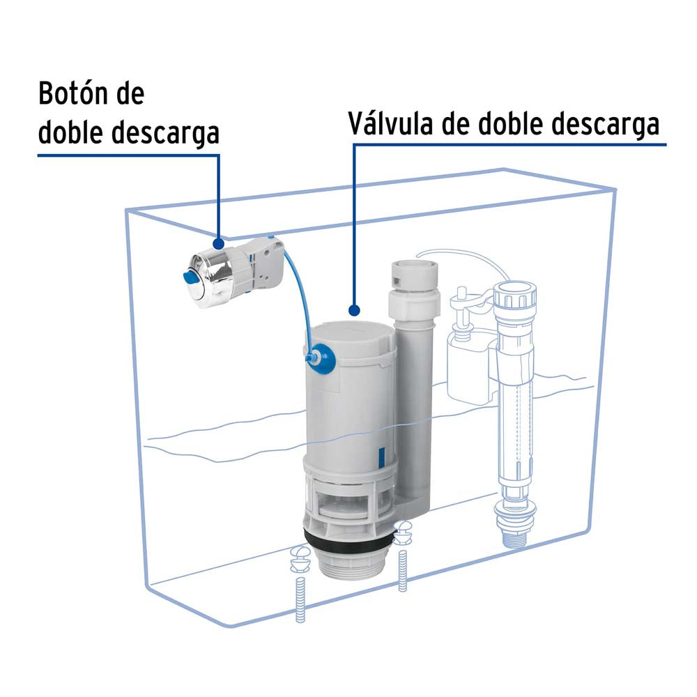 VALVULA DESCARGA SISTEMA DUAL CARGA COMPL. 6 LTS. CARGA MEDIA 3 LTS. P/TANQUE BAJO VW-206 FOSET