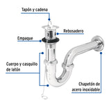 CESPOL P/LAVABO LATON C/CONTRA TAPON Y CADENA CROMO1-1/4" MCA TRUPER FOSET