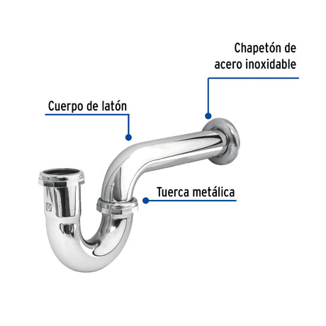 CESPOL P/FREGADERO DE LATON SIN CONTRACANASTA CROMO 1-1/2" MCA TRUPER FOSET *** OFRECER 4209 ***