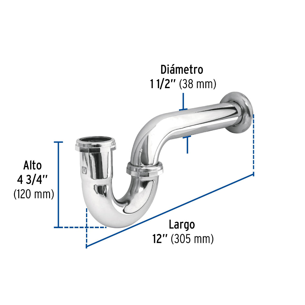 CESPOL P/FREGADERO DE LATON SIN CONTRACANASTA CROMO 1-1/2" MCA TRUPER FOSET *** OFRECER 4209 ***