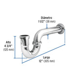 CESPOL P/FREGADERO DE LATON SIN CONTRACANASTA CROMO 1-1/2" MCA TRUPER FOSET *** OFRECER 4209 ***