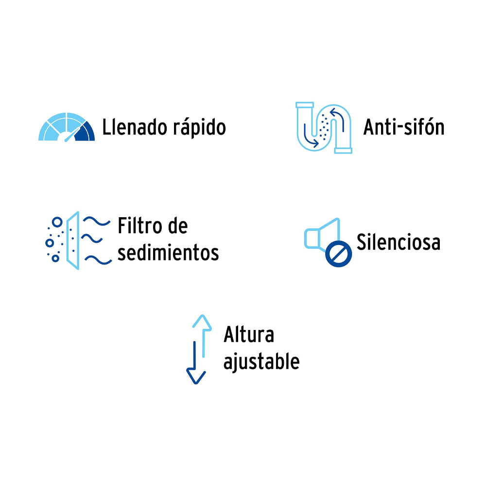 VALVULA LLENADO AJUSTABLE 7 1/2" A 10 1/2" PLASTICO TANQUE BAJO VW-205 FOSET